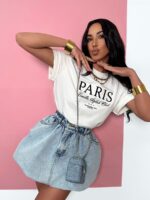 Biały t-shirt LaMilla z czarnym napisem Paris