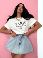 Biały t-shirt LaMilla z czarnym napisem Paris