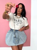 Biały t-shirt LaMilla z czarnym napisem Paris