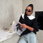 Czarna bluza z białym kołnierzykiem LaMilla