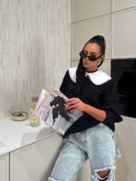 Czarna bluza z białym kołnierzykiem LaMilla