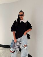 Czarna bluza z białym kołnierzykiem LaMilla