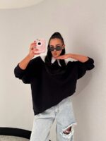 Czarna bluza z białym kołnierzykiem LaMilla