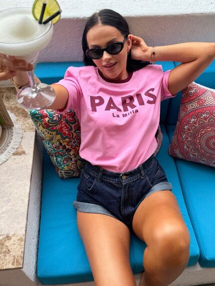 T-shirt różowy Paris LaMilla