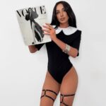 czarne body LaMilla z białym kołnierzykiem