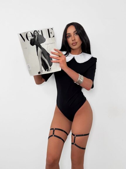 czarne body LaMilla z białym kołnierzykiem