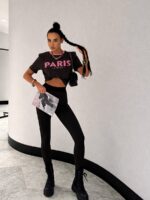 Czarne legginsy LaMilla z logowaną czarną gumką