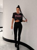 Czarne legginsy LaMilla z logowaną czarną gumką