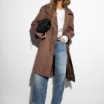 Brązowy płaszcz trencz Edan parka