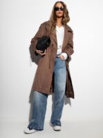 Brązowy płaszcz trencz Edan parka