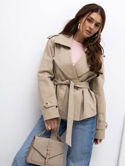 Krótki płaszcz trencz Edan