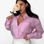 Bawełniana koszula w różowe paski LaMilla