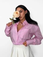 Bawełniana koszula w różowe paski LaMilla