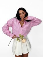 Bawełniana koszula w różowe paski LaMilla