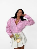 Bawełniana koszula w różowe paski LaMilla