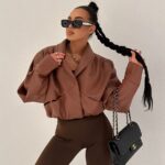 Brązowa ramoneska Tessa LaMilla z eko skóry