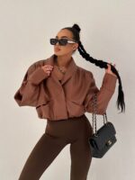 Brązowa ramoneska Tessa LaMilla z eko skóry