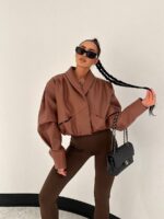 Brązowa ramoneska Tessa LaMilla z eko skóry