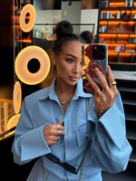 Niebieska koszula Lamilla z kieszonkami