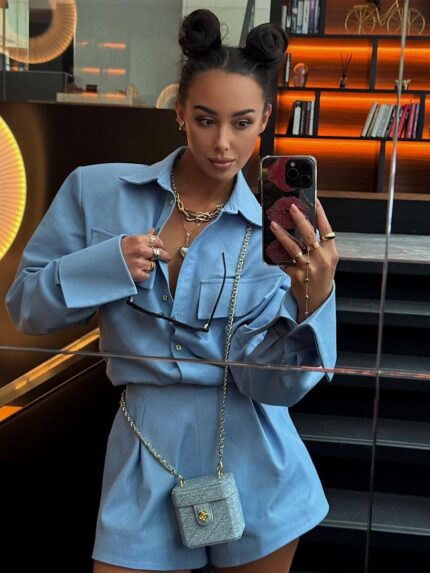 Niebieska koszula Lamilla z kieszonkami