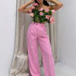 Jasno różowe eleganckie spodnie LaMilla