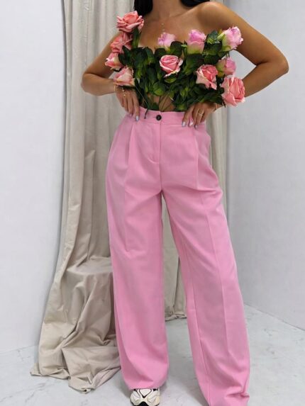 Jasno różowe eleganckie spodnie LaMilla