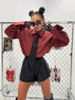 Ceglasta koszula z krawatem LaMilla