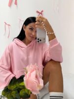 Różowa bluza LaMilla kangurek z kapturem
