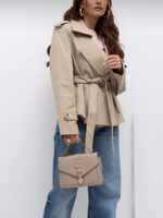 Krótki beżowy płaszcz Edan