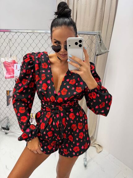 Kombinezon LaMilla w czerwone kwiaty maki