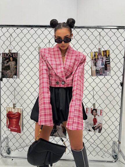 Krótka marynarka w kratkę LaMilla