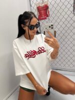 Biały tshirt LaMilla z wyszywanym czerwonym logo