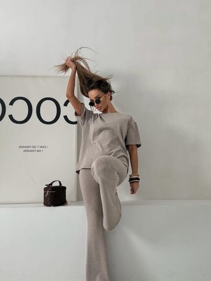 ciemno beżowy komplet Agatha Fashion