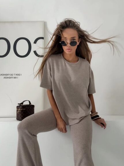 ciemno beżowy komplet Agatha Fashion