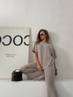 ciemno beżowy komplet Agatha Fashion