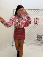 Bordowa spódnica LaMilla z eko skóry