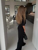 Czarny komplet Agatha Fashion krótka bluzka i szerokie spodnie