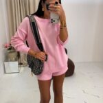 Różowy sweterkowy komplet laMilla