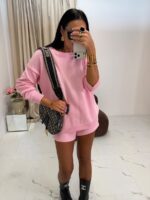 Różowy sweterkowy komplet laMilla