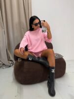 Różowy sweterkowy komplet laMilla