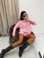 Różowy sweterkowy komplet laMilla