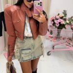 Kurtka skórzana ramoneska LaMilla ceglana