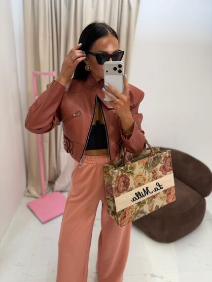 Kurtka skórzana ramoneska LaMilla ceglana