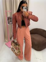 Kurtka skórzana ramoneska LaMilla ceglana