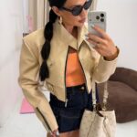 Kurtka skórzana ramoneska LaMilla kremowa