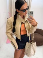 Kurtka skórzana ramoneska LaMilla kremowa