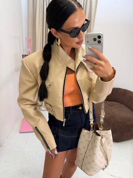 Kurtka skórzana ramoneska LaMilla kremowa