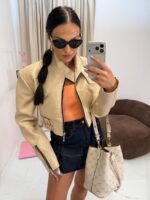 Kurtka skórzana ramoneska LaMilla kremowa