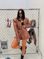 Kurtka skórzana ramoneska LaMilla brązowa