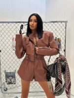 Kurtka skórzana ramoneska LaMilla brązowa